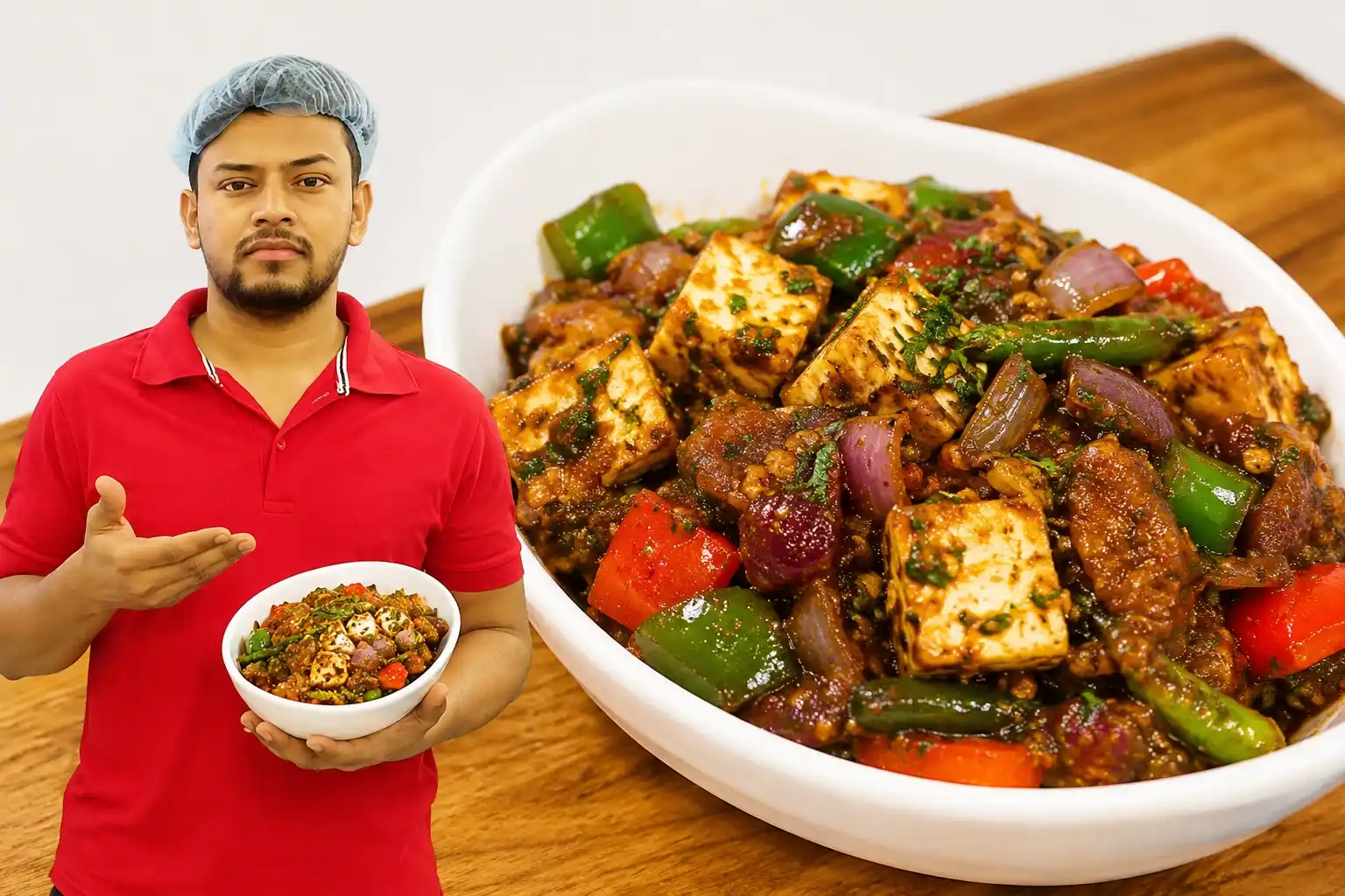 Dragon Paneer recipe Kolkata style — crispy paneer in fiery red chilli garlic sauce garnished with spring onions