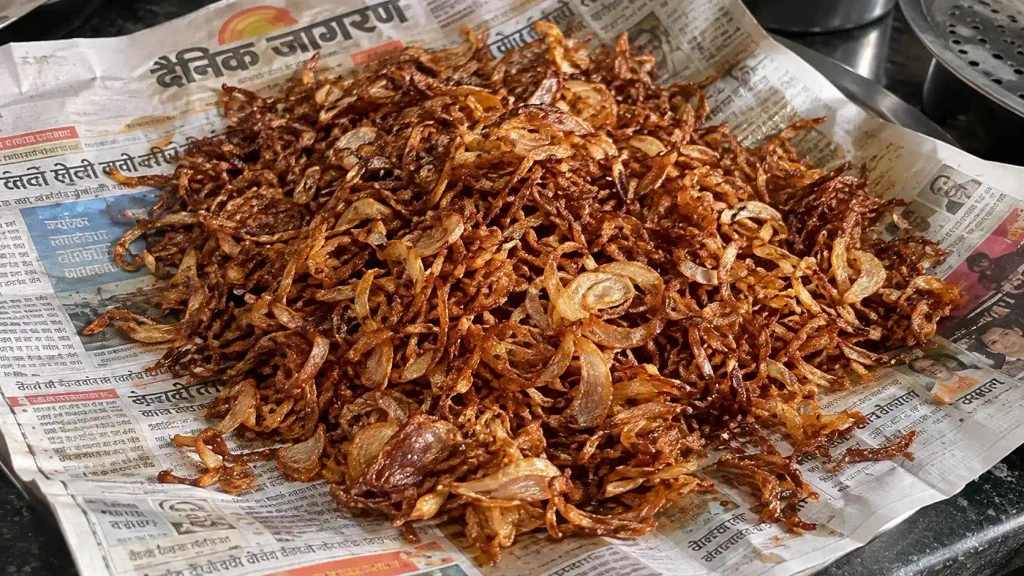 Correctly made birista, golden brown, for Kolkata biryani